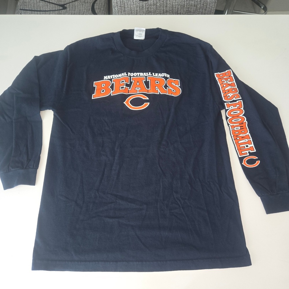 VINTAGE NFL Team Apparel Chicago Bears Long Sleeve T-Shirt Navy Blue Mens Large